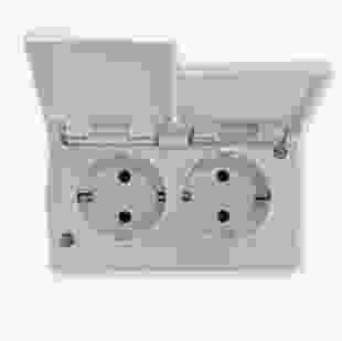 Купити Розетка з заземленням подвійна горизонтальна біла HERMETICA (гвинт) 16А/230В 209,10 грн