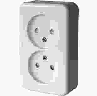 Купити Розетка подвійна e.touch.1222.w без з/к, для зовнішнього монтажу, біла. 64,50 грн