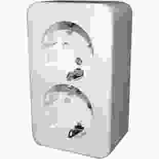 Купити Розетка подвійна e.touch.1232.w. з з/к, для зовнішнього монтажу, біла. 101,68 грн