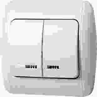 Купити Вимикач e.install.stand.812L+f.cer двохклавішний з підсвіткою з рамкою 41,10 грн