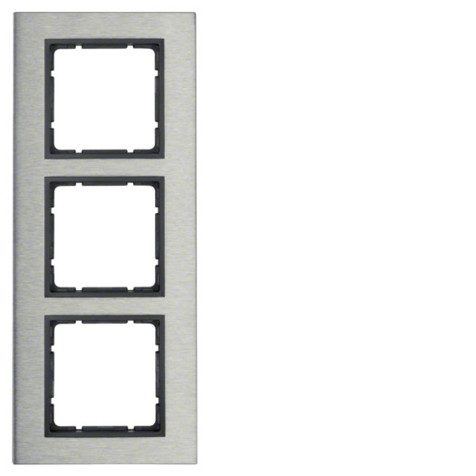 Рамка 3Х вертикальна нержавіюча сталь/антрацит B.7 000022496