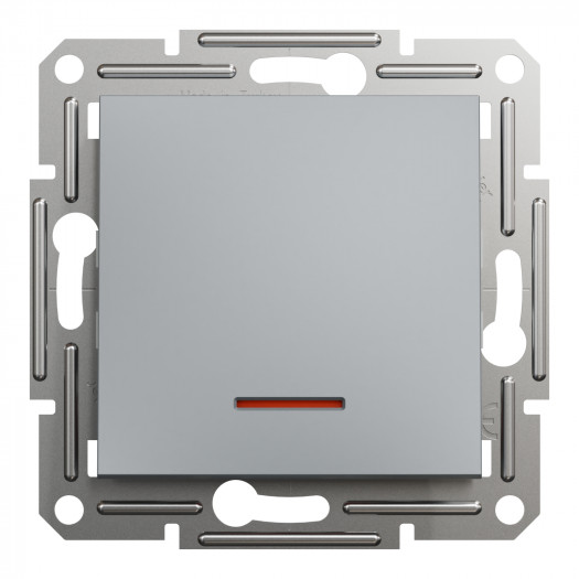 Купити Вимикач 1-клавішний з підсвіткою, самозажимний контакт, сталь, Asfora 268,90 грн