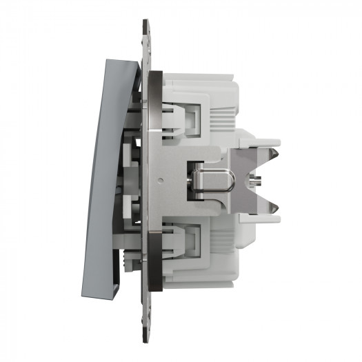 Купити Вимикач 1-клавішний з підсвіткою, самозажимний контакт, сталь, Asfora 268,90 грн