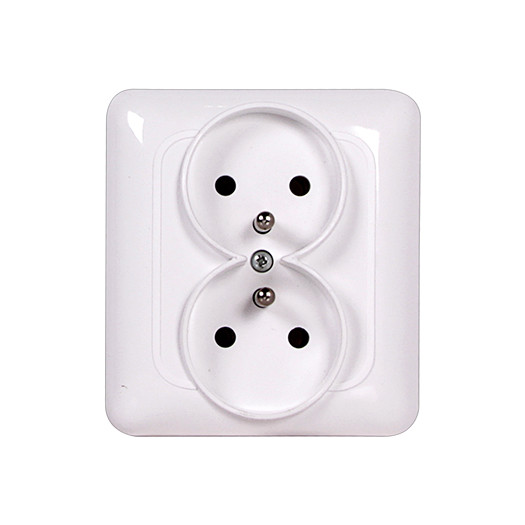 Розетка з з/к подвійна, 220В з центр заземл контактом М00001955