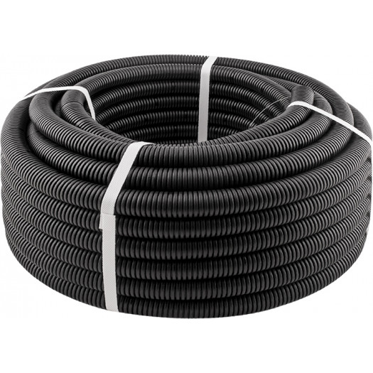 Труба гофрована поліпропіленова, з протяжкою, чорна /Ø50мм/25м/ВМ/НГ 000145144
