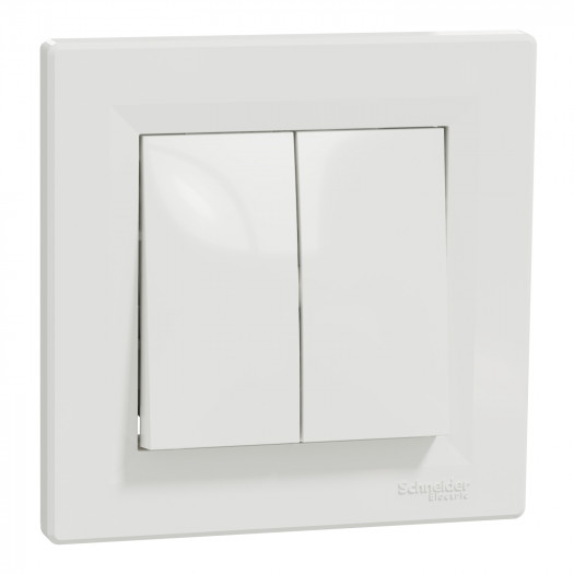 Выключатель 2-клавишный проходной, белый, Asfora 000159148 Выключатель 2-клавишный проходной, белый, Asfora 000159148