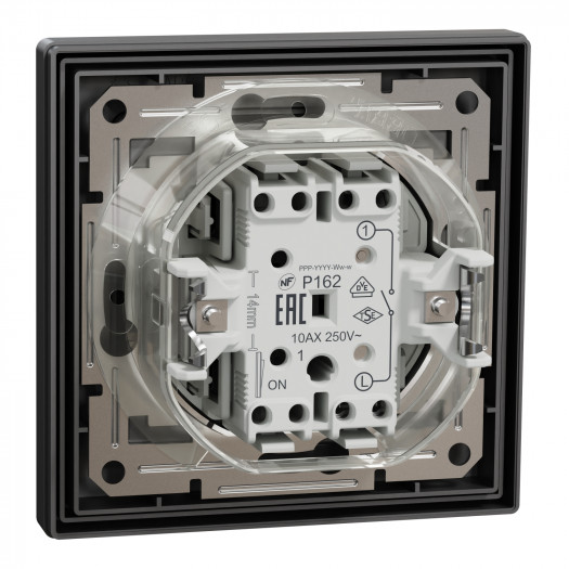 Купить Выключатель 1-клавишный, самозажимной контакт, антрацит, Asfora IP44 579,70 грн