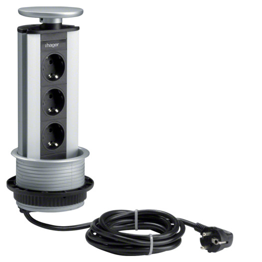 Розеточний модуль для монтажу в стіл: 3 розетки з з/к з кабелем 3м 000025227