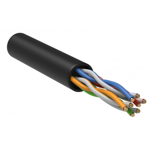 Витая пара U/UTP, кат.5E 4х2х24(0,51мм)AWG solid, LDPE, 305м, черный (Арт. LC3-C5E04-139) 000033932