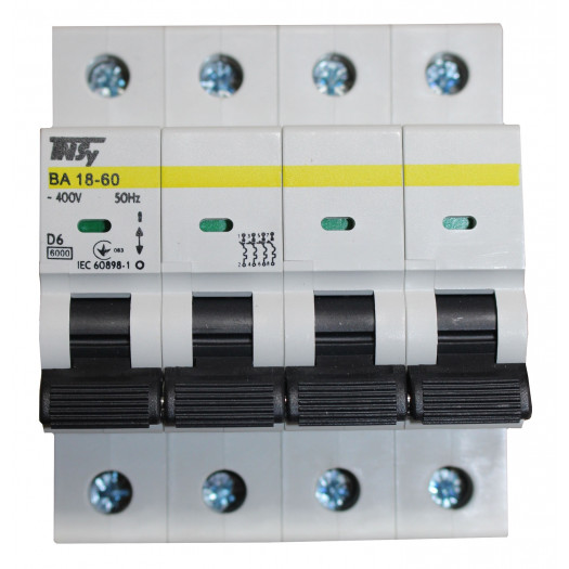 Купити Автоматичний вимикач ВА18-60 4Р 6А 6кА х-ка D TNSy 295,10 грн
