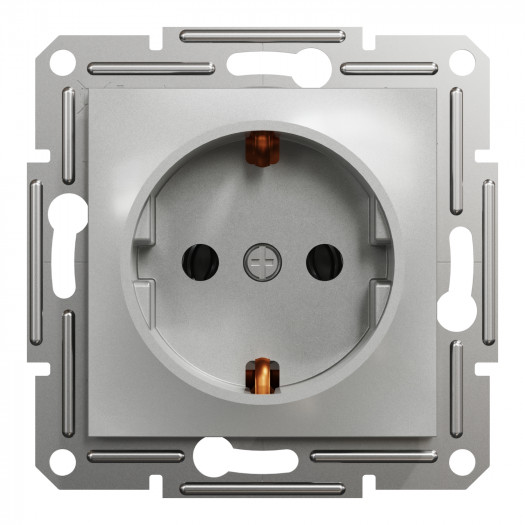 Купити Розетка з заземлюючим контактом, алюміній, Asfora 179,10 грн
