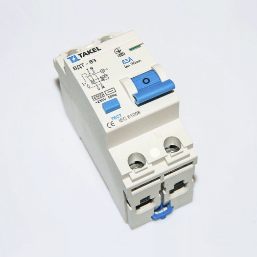 Вимикач диференційних токів ВДТ-63 2P 30мА 63А 000127397