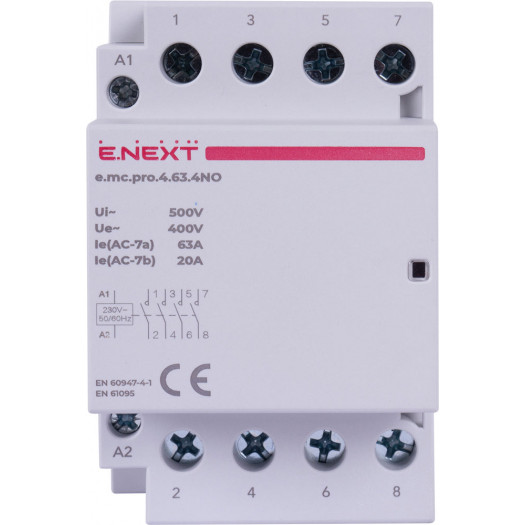 Купить Модульний контактор e.mc.pro.4.63.4NO, 4р, 63А, 4NO, 220В 687,00 грн