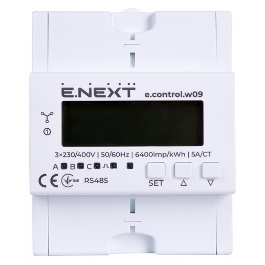 Купити Лічильник трифазний e.control.w09 5А/СТ електронний клас 1.0 (некомерц.) RS485 3 493,00 грн