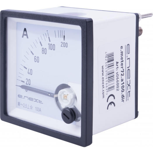 Амперметр щитовий e.meter72.a100.dir АС 100A пряме вмикання 72х72мм 000034015