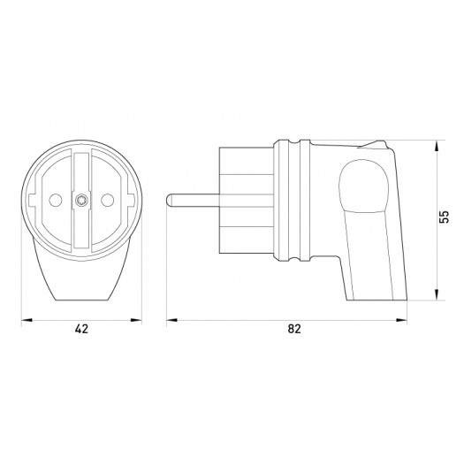 Купити Вилка кутова каучукова e.plug.rubber.angle.027.16, з з/к, 16А 65,50 грн