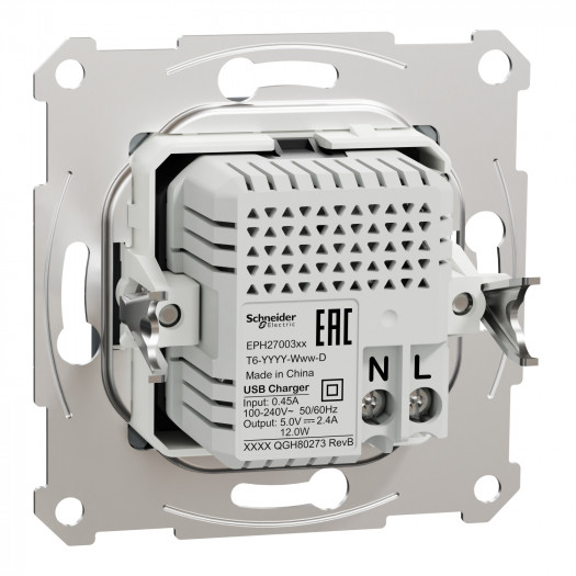 Купити USB розетка подвійна 2,4A сталь Asfora 2 672,10 грн