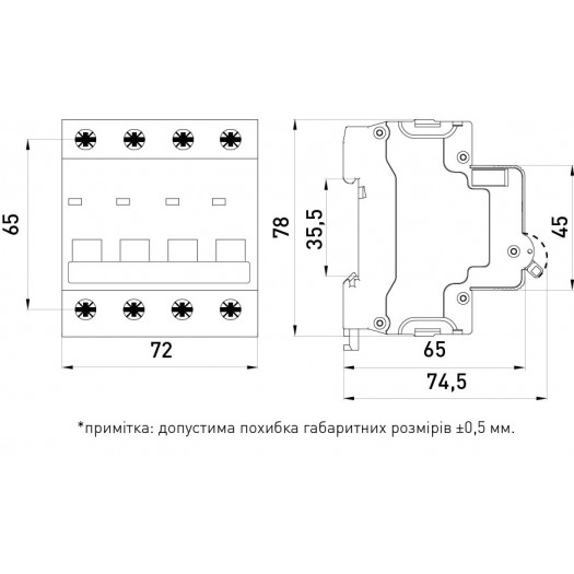 Купить Модульний автоматичний вимикач e.mcb.stand.60.4.C20, 4р, 20А, C, 6кА 376,70 грн