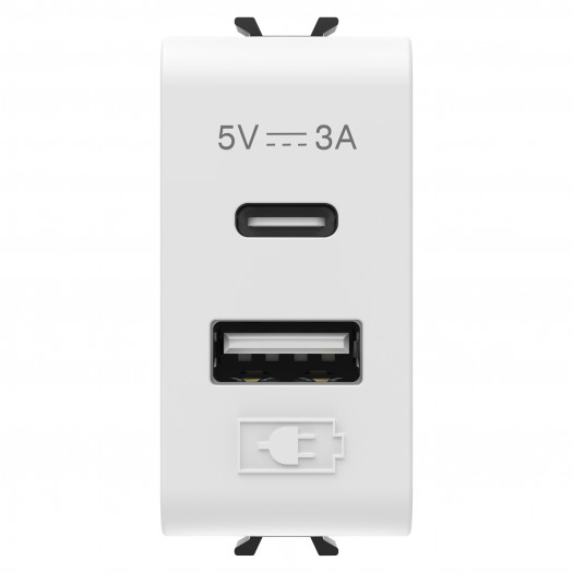 Купити Розетка 2хUSB Chorusmart A+C TYPE 5V 3A 1M сатиновий білий GEWISS 1 923,10 грн