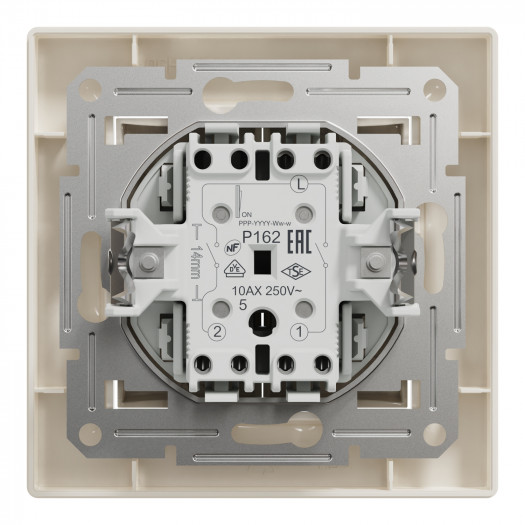 Купити Вимикач 2-клавішний, самозажимний контакт, крем, Asfora 172,20 грн