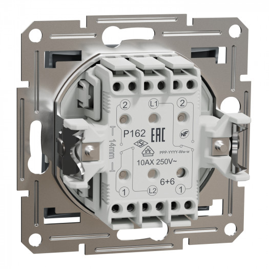 Купити Вимикач 2-клавішний прохідний, сталь, Asfora 456,10 грн