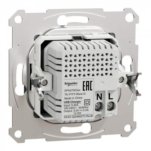 Купити USB розетка подвійна 2,4A антрацит Asfora 2 672,10 грн