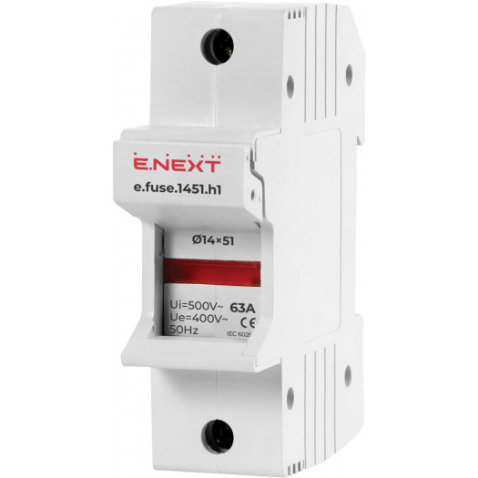 Утримувач запобіжника на Дін-рейку e.fuse.1451.h1, під запобіжник 14х51, 1р, 63А 000016718