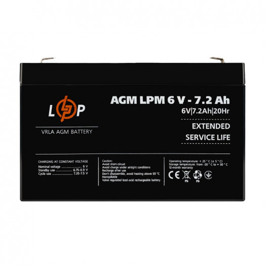 Акумулятор AGM LPM 6V - 7.2 Ah 000173687