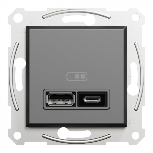 Купити USB розетка подвійна 2,4A антрацит Asfora 2 672,10 грн