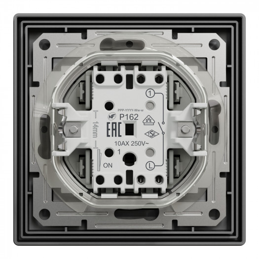 Купить Выключатель 1-клавишный, самозажимной контакт, антрацит, Asfora IP44 579,70 грн