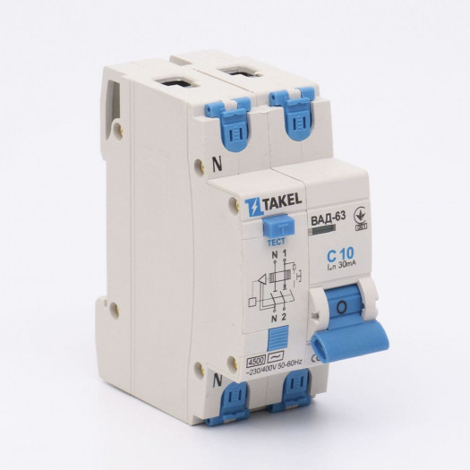 Вимикач автоматичний диференційний ВАД-63-С 2P (1Р+N) 30мА 10А 000144174