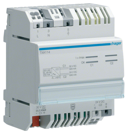 Блок питания 30В DC, 320 мA + 24VDC + 640mA, KNX (Арт. TXA114) 000034627