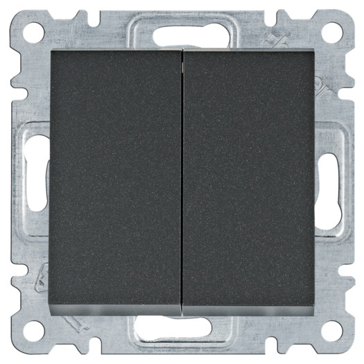 Вимикач 2-клав. універсальний Lumina, чорний, 10АХ/230В 000052675